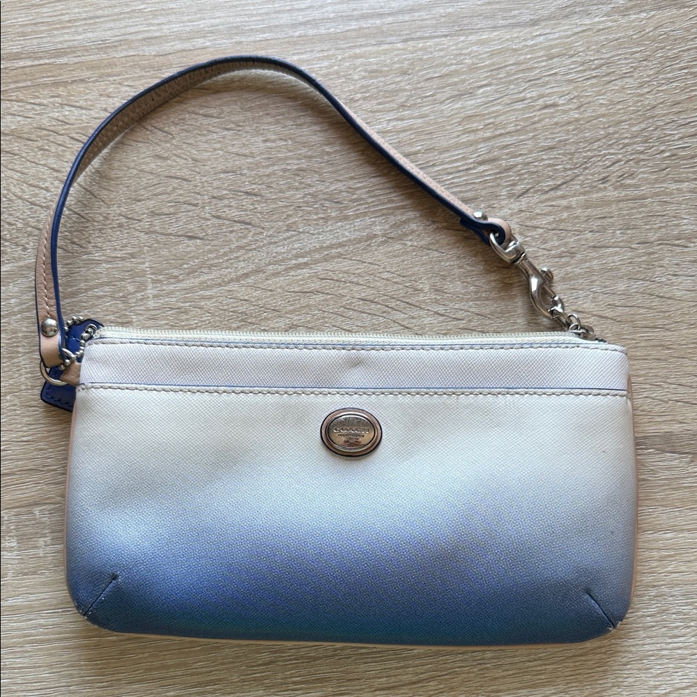 Ombre Blue and White Coach Wristlet